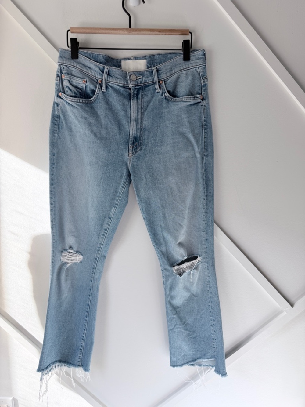 Mother The Superior Step Ankle Fray Distressed Jeans |High Rise Raw Hem Crop |30 - Picture 3 of 17